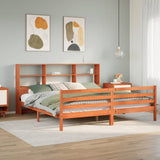 Bookcase Bed without Mattress Wax Brown 200x200 cm Solid Wood 3321921