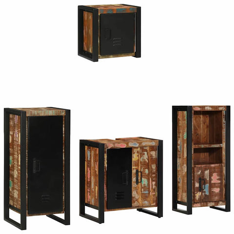 Bathroom Furniture Set 4 pcs Multicolour Solid Reclaimed Wood 3305641