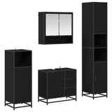 Bathroom Furniture Set 4 pcs Black Oak Engineered Wood 3402449