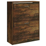 Shoe Cabinet Smoked Oak 63x24x81 cm Engineered Wood 342561