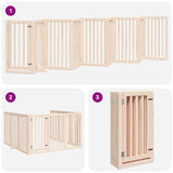 Dog Gate with Door Foldable 9 Panels 450 cm Poplar Wood 3155644