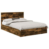 Storage Bed with Drawer Smoked Oak 135 x 190 cm Engineered Wood 3410809