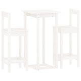 3 Piece Bar Set White Solid Wood Pine 3124733
