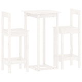3 Piece Bar Set White Solid Wood Pine 3124733