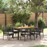 Garden Dining Set 7 pcs Black Poly rattan 3334904