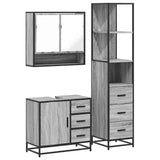3 Piece Bathroom Furniture Set Grey Sonoma Engineered Wood 3301168