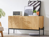Modern Sideboard Cabinet with 2 Doors and Metal Legs, Buffet Storage Cabinet with Line Design, N896P457078W