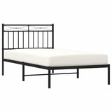 Metal Bed Frame without Mattress with Headboard Black 100x190cm 373685