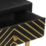Console Table Black and Gold 90x30x75 cm Solid Mango Wood 286518