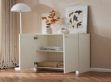 Storage Cabinet with 2 Doors, Wooden Buffet Sideboard with Adjustable Shelf and Metal Handles, N896P457077W
