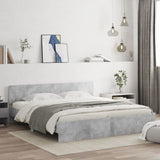 Bed Frame Concrete grey Engineered wood, Plywood Super King 3207465