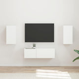 TV Wall Cabinet Set Wall-mounted 4 pcs White Engineered Wood 3408907