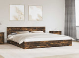 Bed Frame with Drawer Smoked Oak 200 x 200 cm Engineered Wood 3408226