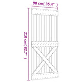 Sliding Door Natural and White 90 x 210 cm Solid Pine Wood 3444944
