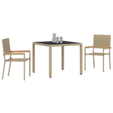 Garden Dining Set 3 pcs Beige Poly Rattan 3365386