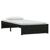 Bed Frame without Mattress Black Solid Wood 90x190 cm Single Single 814918