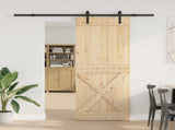 Sliding Door NARVIK Natural and Black 90 x 210 cm 3445356