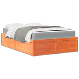Bed with Mattress Wax Brown 140x190 cm Solid Wood Pine 3281948