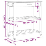 Kitchen Trolley MONZA 84x40x88.5 cm Solid Wood Pine 376102