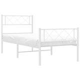 Metal Bed Frame without Mattress with Footboard White 100x200cm 372339