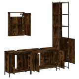 4 Piece Bathroom Furniture Set Smoked Oak Engineered Wood 3214812