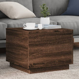 Coffee Table with LED Lights Brown Oak 50x50x40 cm 839874