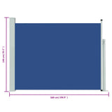 Patio Retractable Side Awning 140x500 cm Blue 317918