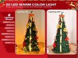 6 FT Fully Decorated Pre-lit Christmas Tree, Pop Up Artificial Xmas Tree with 80 Warm Lights Battery 19599448