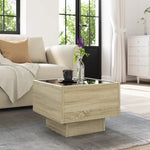 ZNTS Side Table with LED Sonoma Oak 40x40x30 cm Engineered Wood 847499