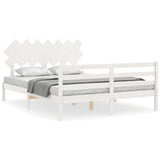 Bed Frame without Mattress White King Size Solid Wood 3195292