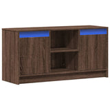 TV Cabinet with LED Brown Oak 100x34x50 cm Engineered Wood 852193