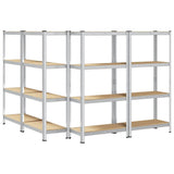 4-Layer Storage Shelves 4 pcs Silver Steel&Engineered Wood 3307579