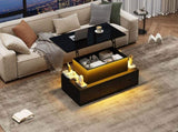 100*50*40cm liftable coffee table with 4 drawers, high-gloss side table with LED lighting, sofa N605P374201B