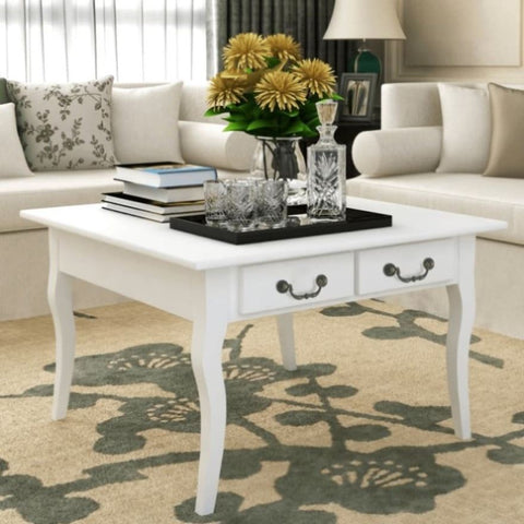 ZNTS Coffee Table with 4 Drawers White 242436