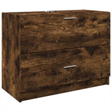 Sink Cabinet Smoked Oak 78x37x59 cm Engineered Wood 848119