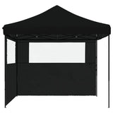 ZNTS Foldable Party Tent Pop-Up with 2 Sidewalls Black 4004927