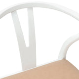 Dining Chair 2 pcs White and Brown Solid Rubber Wood 42020418