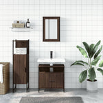 ZNTS 3 Piece Bathroom Furniture Set Brown Oak Engineered Wood 3214819