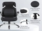 Linen-Look Office Chair, with Adjustable Height and Tension - Black T3398P377460