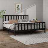 Bed Frame without Mattress Black 200x200 cm Solid Wood Pine 3106727