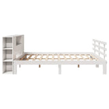 ZNTS Bookcase Bed without Mattress White 200x200cm Solid Wood Pine 3322719