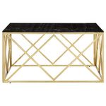 ZNTS Coffee Table Gold Stainless Steel and Tempered Glass 349980