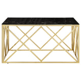 ZNTS Coffee Table Gold Stainless Steel and Tempered Glass 349980