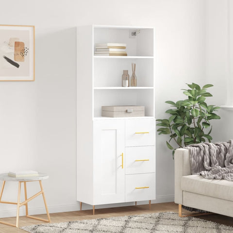 Highboard White 69.5x34x180 cm Engineered Wood 3190005