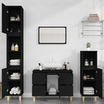 ZNTS 3 Piece Bathroom Furniture Set Black Engineered Wood 3185598