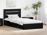 Bed Frame with Drawer Black Oak 100 x 200 cm Engineered Wood 3412005