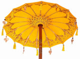Parasol with Base Yellow 95 x 95 x 260 cm Cotton and Wood 3356915