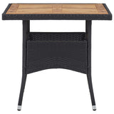 Outdoor Dining Table Black Poly Rattan and Solid Acacia Wood 46171