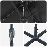 Garden Parasol Black 370 x 197 x 239 cm Polyester and Aluminium 42003371