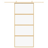 Sliding Door Gold 90x205 cm Clear ESG Glass and Aluminium 155179